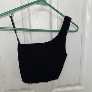 Babaton One-Shoulder Black Crop Top